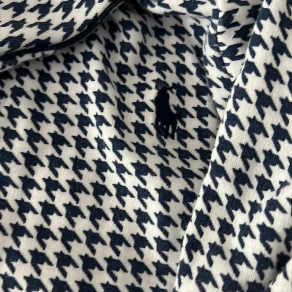 Ralph Lauren Navy and White Houndstooth Footie 9m